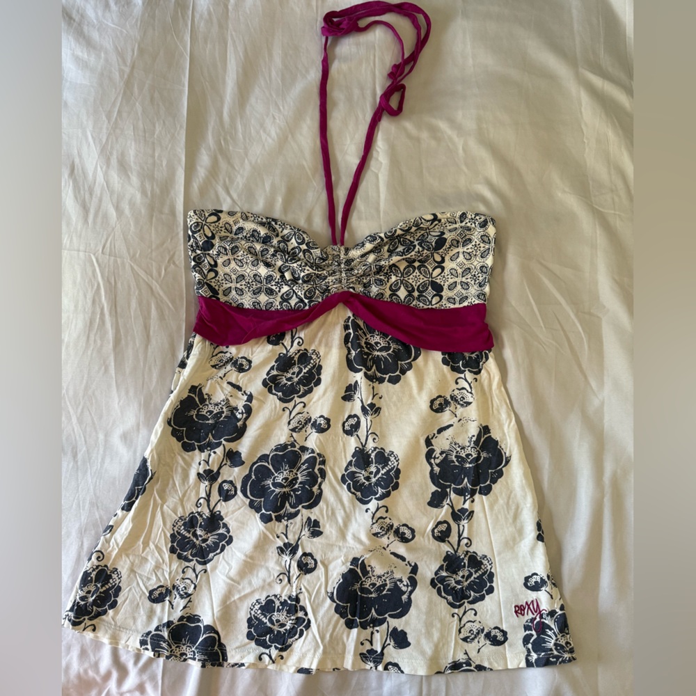 Roxy Floral Print Halter Top (Size L - NEW)